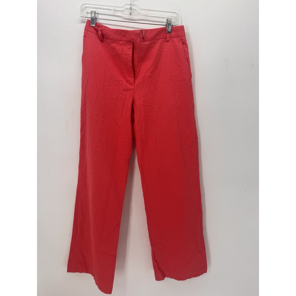 J.Mclaughlin Brock Long Bottoms Pants Size 4 Rose Pink Cotton Linen Wide Leg